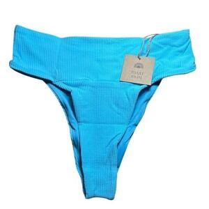 NWT Free People x Toast Swim Women's Banded Waist Bikini Bottom XS Turquoise Sea